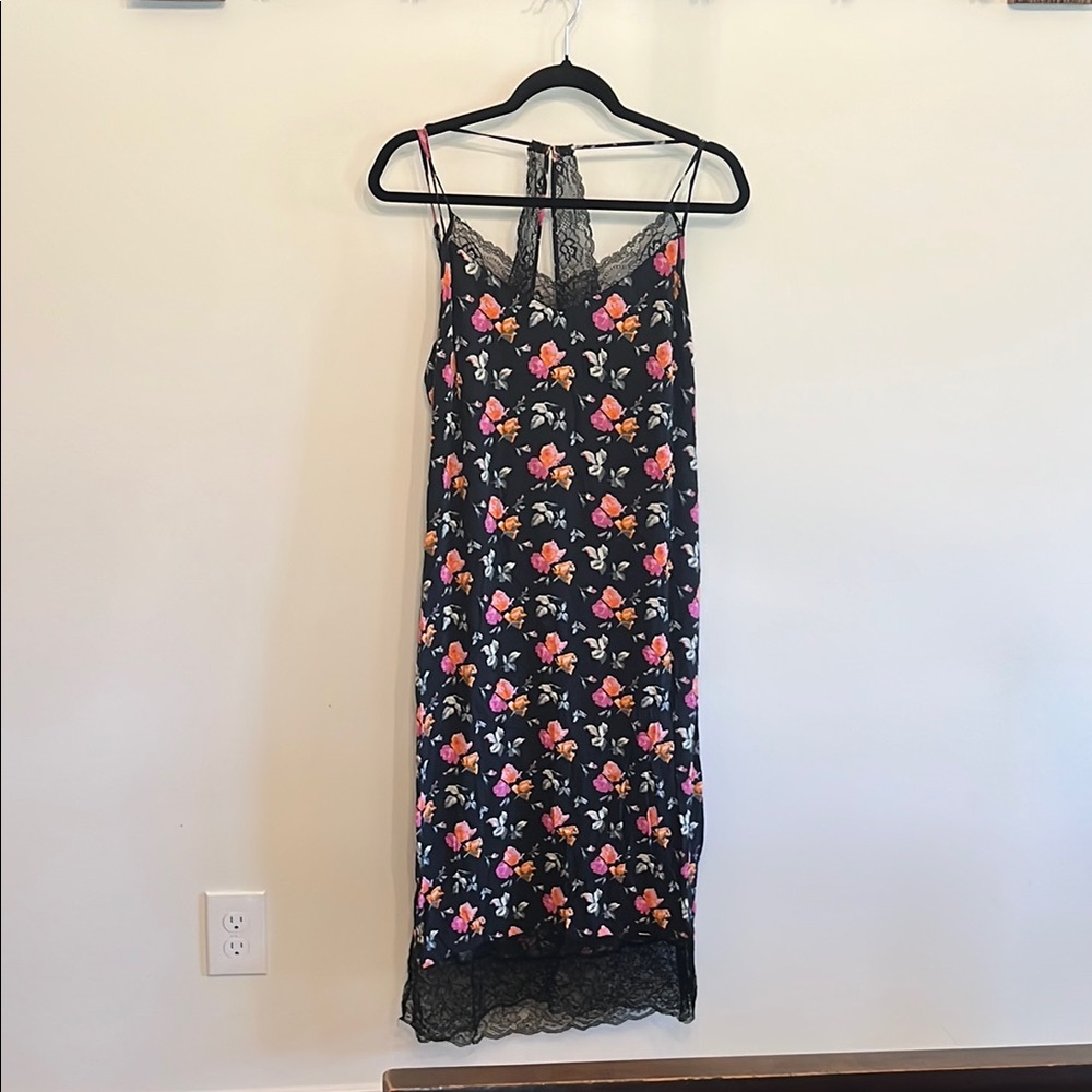 Zara Black Dress with Vibrant Floral Lace